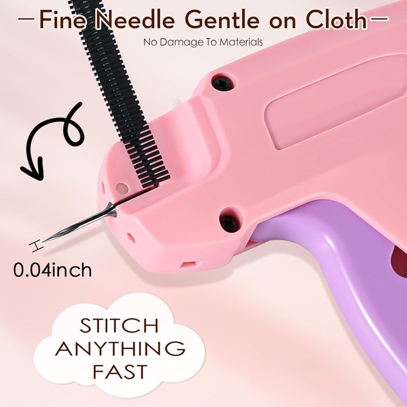 MxSpvce Stitch Gun for Clothes,Stitch Gun Quick Clothing Fixer, Tagging Gun for Clothing,Sewing Kit-Includes 6 Needle,1500 Black Fasteners&1500 White Fasteners(0.18inch) Purple - Image 3